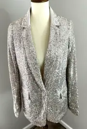 NWT Banana Republic Soft Sequin Blazer Sz 4 in White Jacket Shimmer Glamorous
