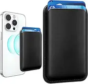 Lyvixora Magnetic Phone Wallet – Stronger Magnetic Card Holder Compatible with iPhone 16/15/14/13 Series, Premium Leather Wallet Case (Black)​