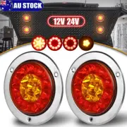 2X 4" Round LED Tail Light Stop Brake Indicator Reverse Truck Trailer UTE 12/24V