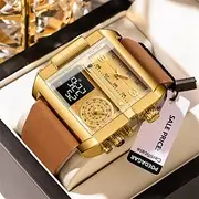 POEDAGAR Luxury Men Quartz Watch Sports Rectangle Waterproof Multifunction Analog Quartz Wristwatch Luminous Calendar Men Watch Digital Men's Watches