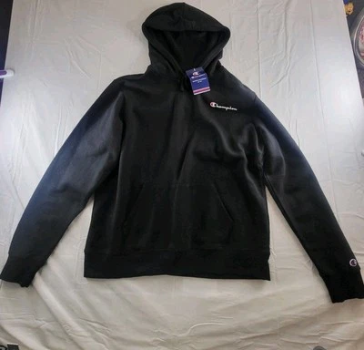 Champion Hoodie Men's Size Large Black Fleece Athleticwear Pullover Hood NWT
