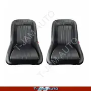 Classic Low Back Pair 2 x Black Leather Car Bucket Seats for Thunderbird