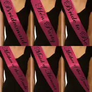 Hen's Party Hot Pink Black Satin Bride Sash Bachelorette Sashes Bridal Shower Hen Night Wedding PARTY