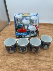 1998 Debbie Mumm "Snowman" Set of 4 Mugs by Sakura Cups