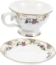 CRILSTYLEO Set of 4 Latte Cups and Saucers Fine Bone China Set for Tea Coffee Juice