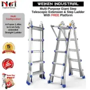 MULTI PURPOSE 5x RUCKS 1.5m~5.1m TELESCOPIC EXTENSIONS STEP LADDER FREE PLATFORM