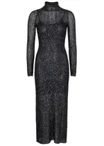 Alaïa Sequin-embellished Knitted Midi Dress - Navy - 38 (UK10 / S) 38 (UK10 / S)