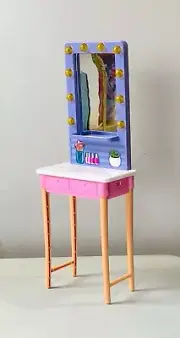 New BARBIE Big City Dreams Doll PINK Furniture VANITY Mirror TABLE Diorama