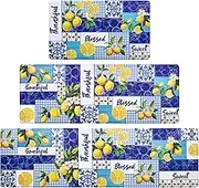 Likiyol Lemon Kitchen Rugs Farmhouse Kitchen Mats for Floor Floral Anti Fatigue Mats for Kitchen Floor, Non Slip Washable Kitchen Mat for Home, Sink, 18''x30''+18''x48''+18''x60''