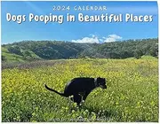 Dogs Pooping in Beautiful Places 2024 Wall Calendar, Funny Pooping Pets Calendar, Dog Pooping Monthly Wall Calendar Planner for Dog Lovers, Home, Hostel Funny Calendar Daily Organiser Joke Prank