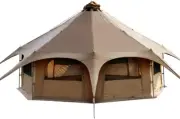 Canvas Tent Bell Tent, Stove Jack,Glamping Family Camping Zipped Removable Floor