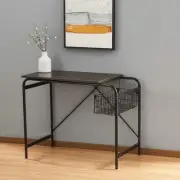 39" Brown and Black Wood and Metal H-Shape Computer Desk