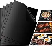 UNIVERSESTAR Grilling Mats for Outdoor Grill Set of 5, Non-Stick Heavy Duty BBQ Mats - Reusable, Easy to Clean Baking Matte for Gas Charcoal Electric Barbecue (15.75” X 13”, Black)