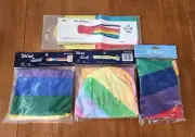Vintage Lot of 4 Various 1990s Colorful Windsocks Yard Flag SEALED!