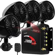 1000W Amp Motorcycle Waterproof Bluetooth Stereo 4-Speakers Audio MP3 System ATV