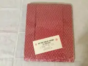 NEW Vintage KEE TECK 72x90" Tablecloth & 12 Napkins Set HAND WOVEN Red - New