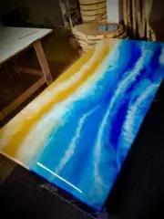Ocean Themed Walnut Epoxy Resin Dining Table Tops for Home Decor Furniutre