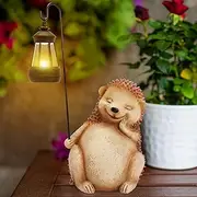 Cuteefun Hedgehog Solar Garden Ornament Outdoor, Animal Garden Statue Decoration with Solar Light, Weatherproof Durable, Hedgehog Decor for Yard Lawn, Housewarming Women Mum Birthday Gift