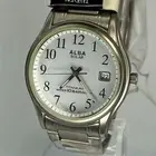 Seiko ALBA Solar Watch White Dial Arabic Numbers Unused Japan Stainless