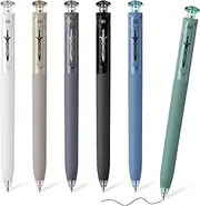 BAYTORY 6Pcs Retractable Gel Pens, Quick Dry 0.5mm Black Ink Pen, Smooth Writing No Bleed, Fine Point Gel Ink Pens for Journaling Note Taking Sketching (Multicolor)