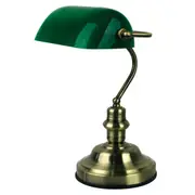 Bankers Antique Brass and Gloss Green Desk Lamp