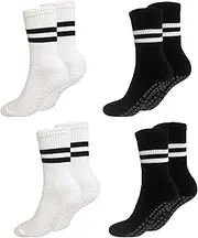 [YUESUO] 4 Pairs Yoga Socks Non-slip with Silicone, Women Professional Comfortable Breathable Mid-tube Floor Socks for Pilates, Fitness, Dance, At home
