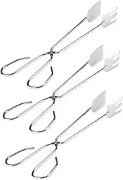 iplusmile 3Pcs Stainless Steel BBQ Tongs Multi Function Food Clips for Grilling for Steak Salad and Bread Heat Resistant Kitchen Utensils
