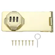 Password Rotary Hasp Locks Mechanical Cabinet Latch Locks 5" No Drilling Gold