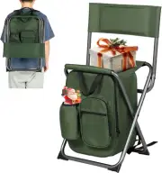 Backpack Cooler Chair Fishing Chairs with Backrest Folding Camping Stool Compact