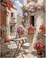 feelive Landscape Painting by Numbers Adults, Landscape DIY Paint by Numbers Hand Painted Oil Painting Canvas Kits with Brushes and Acrylic Paint for Home Wall Decoration 30 x 40 cm