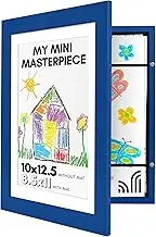 Americanflat 10x12.5 Kids Art Frame - Front Loading Picture Frames Hold 100 Artworks - Use as 8.5x11 Frame with Mat or Display 10x12.5 Artwork Without Mat - My Mini Masterpiece - Sapphire Blue