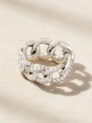 [SHAY] SHAY - Essential Link 18-karat White Gold Diamond Ring - Silver - 7 7 Silver