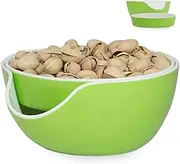 Wowly Pistachio Bowl - Double Dish Nut Bowl with Pistachios Shell Storage - Green