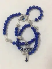 Rosary Beads - Blue Jade With Cross Crucifix & Mary - Religious Jesus *New*