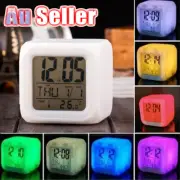Changing Colors Clock Cube Digital Alarm Clock LED Night Light Bedside Clock
