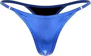 [TiaoBug] Women's Shiny Metallic High Waist Micro Back G-String Thong Panty Bikini Bottoms Swimsuit