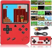 DEIKAL Retro Mini Game Console with 500 Classic FC Games, 3 Inch Screen, Handheld Gameboy Support for Connecting TV & 2 Players, Red