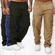Men's Cargo Pants Cargo Trousers Trousers Elastic Waist Multi Pocket Straight Leg Multi Color Outdoor Sports Full Length Daily Wear Casual ArmyGreen Black Inel