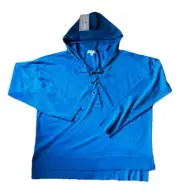 Keren Hart Bright Blue Hoodie Shoelace Tie Sweater XL NWT