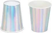 20 Packs Shiny Paper Cups, Rainbow Silver Party Cups, Disposable Paper Hot Coffee and Tea Cup, Cold Beverage Cups for Party Supplies, Picnic, Home Kitchens Birthday Wedding (Silver)