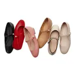 【GRACE GIFT】甜美氣質珍珠平底瑪莉珍芭蕾舞鞋