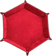 Cabilock Collapsible Dice Tray Storage Box Hexagon Shape Leather Material Easy to Clean and Store