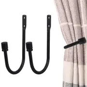 Metal S Hooks Black Curtain Tie Backs Wall Coat Holders for Drapery Curtains