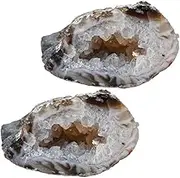 Cabilock 2pcs Home Decor Gem Tabletop Accessories DIY Craft Accessory Decorative Agate Craft Tabletop Decor Home Decoration Irregular Gemstone Pendants Agate