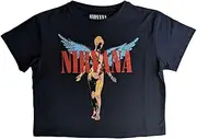 [Rock Off officially licensed products] Nirvana Crop Top T Shirt In Utero Angelic Band Logo Official Womens Navy L