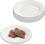 28cm/11in Large Dinner Plates Unbreakable, 5 Pieces Round Wheat Straw Plates for Breakfast Appetizer, Reusable Serving Platter, Lightweight for Travel, BBQ, Picnic, Dishwasher Saf (Beige)