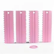 AIMALL 4Pcs Cake Decorating Icing Smoother Edge Frosting Scraper Comb Pastry Spatulas, 9 x 3 Inches, Available in Pink, Blue, White, Yellow