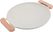 Korean Grill Pan, 12.3 Nonstick Round BBQ Griddle, BBQ Griddle with Handles, Compatible with Induction, Gas Stove, Electric Cooktop for Indoor or Outdoor Grilling (White)