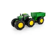 John Deere 38cm Monster Treads Tractor Kids Vehicle Toy w Wagon Light Sounds 3+