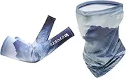 [Frediuo] Arm Sleeves Neck Gaiter Ice Silk Cooling Arm Sleeves Sun Protection Scarf Arm Covers Face Covering for Running Cycling Biking